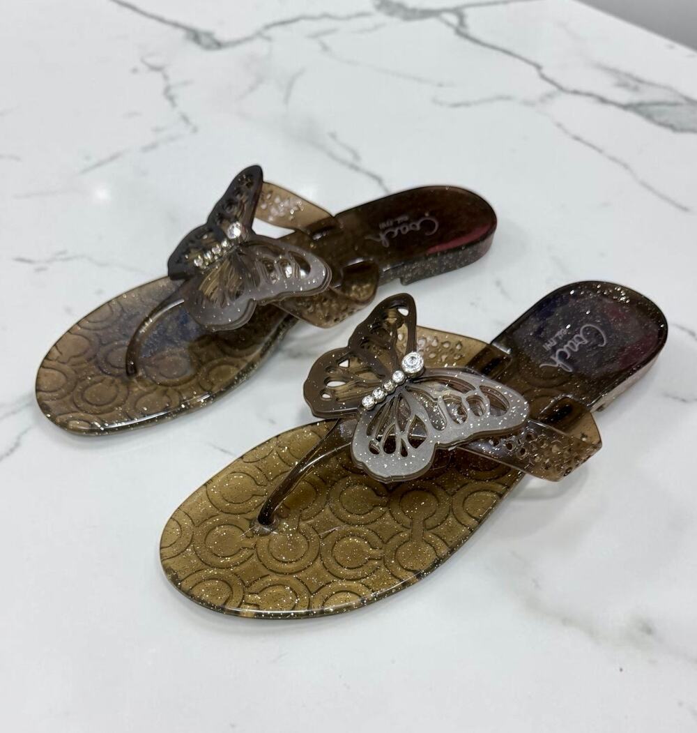 Y2K Coach Q474 Pasarella Jelly Butterfly Sandal Size 8B